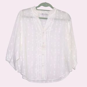 NWOT Zara Embroidered Cottagecore Blouse in White